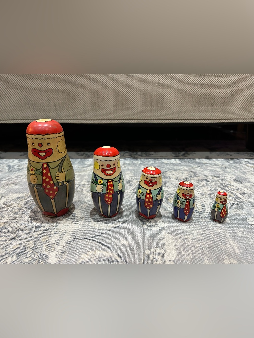 Vintage Hand-Painted Clown Nesting Dolls Set - Matryoshka Dolls